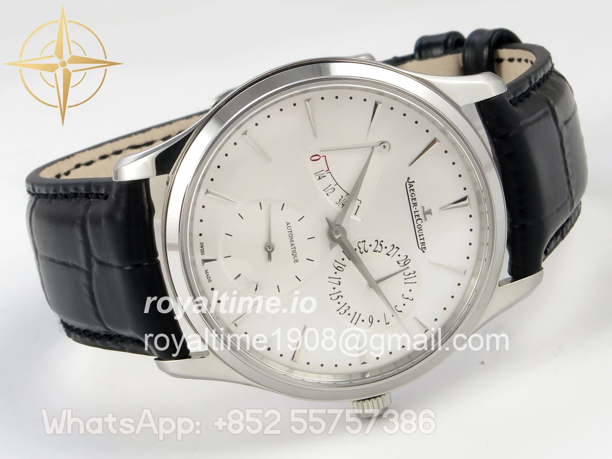 Jaeger-LeCoultre Master Ultra Thin Power Reserve SS APSF Silver Dial on Black Leather Strap DD938 - Image 7