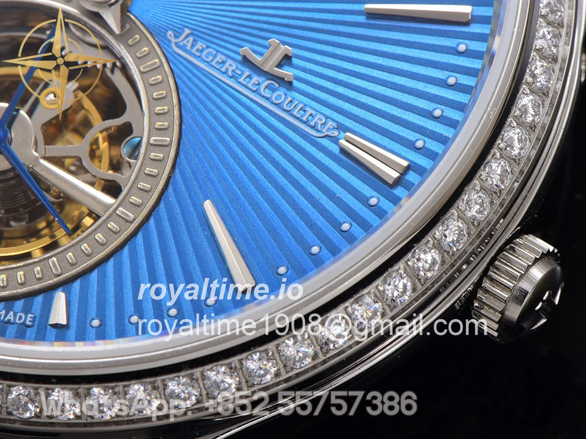 Jaeger-LeCoultre Master Ultra Thin Tourbillon Blue Dial with Diamond Bezel in White Gold - Image 7