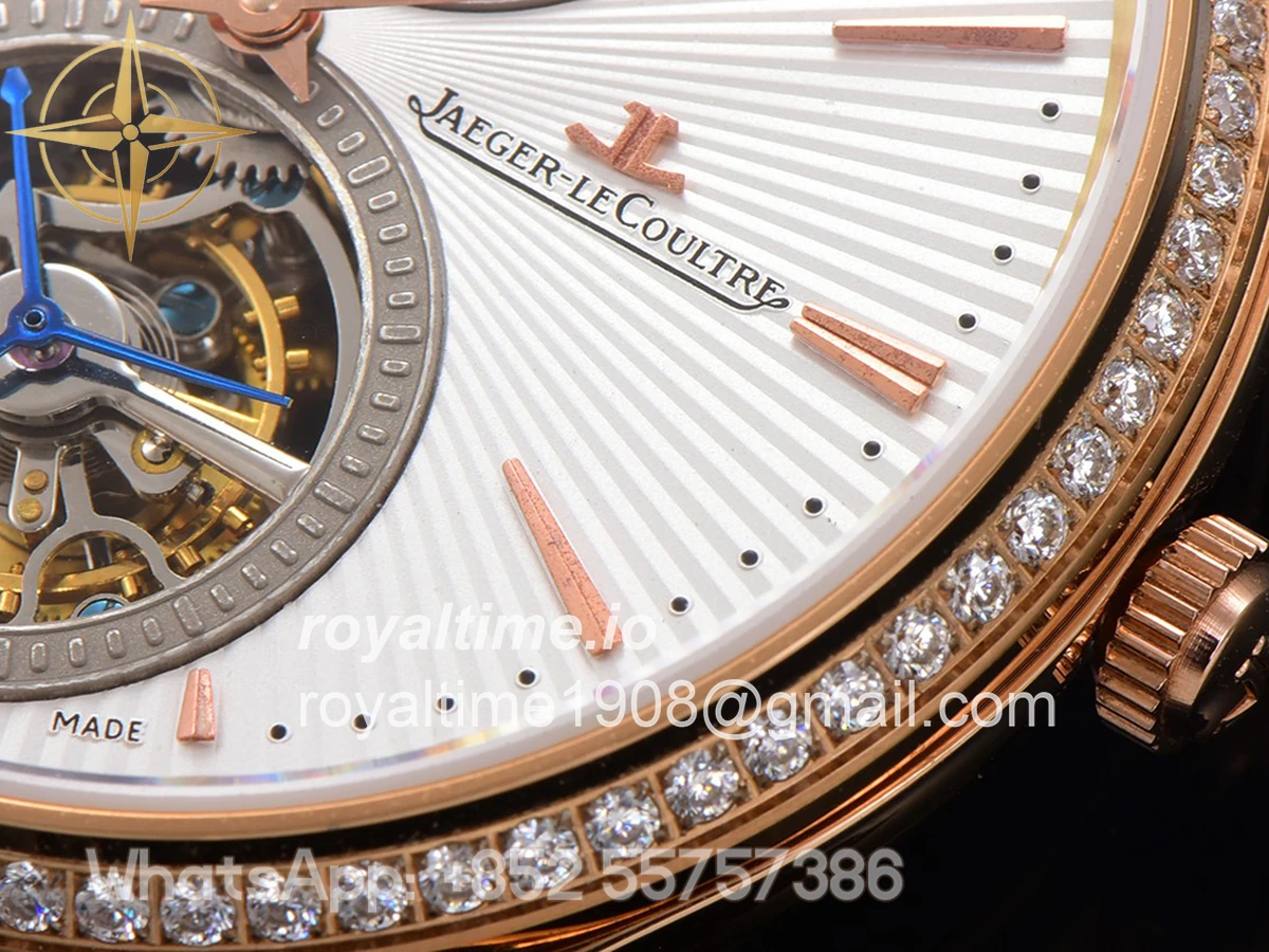 Jaeger-LeCoultre Master Ultra Thin Tourbillon White Dial with Diamond Bezel in Rose Gold - Image 7