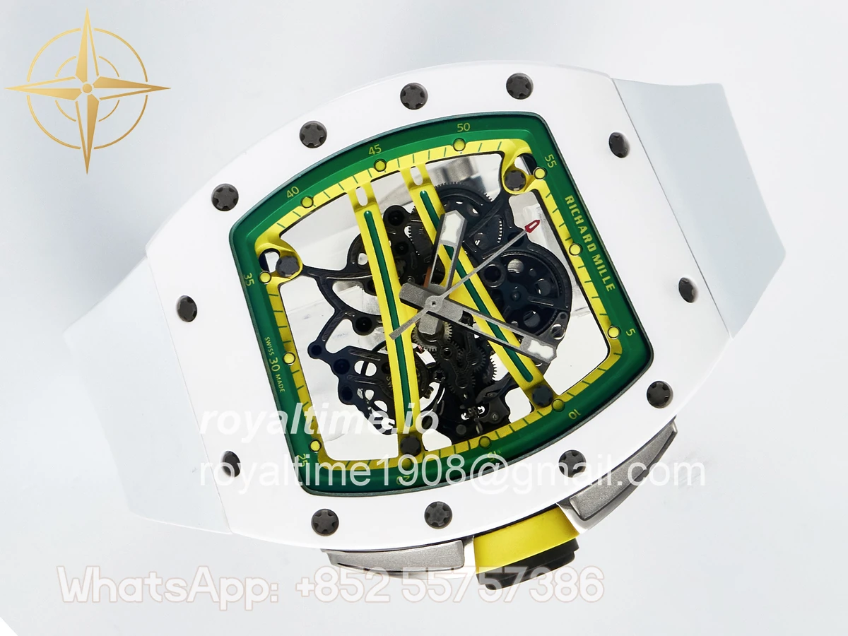Richard Mille RM061 White Ceramic ZF on White Rubber Strap RMUL2 - Image 7