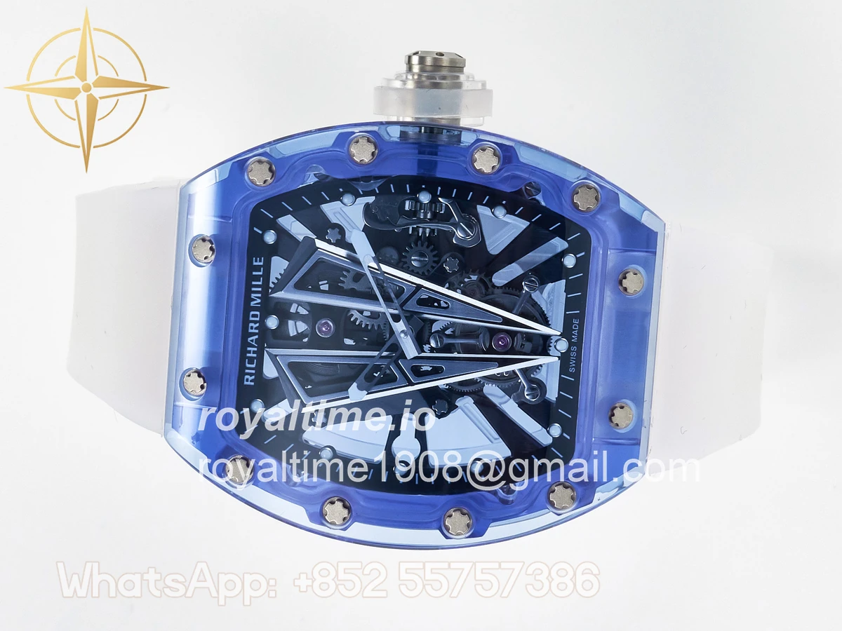 Richard Mille RM27-03 Blue Transparent Tourbillon MSF Skull Dial on White Rubber Strap - Image 7