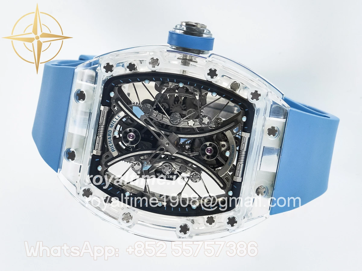 Richard Mille RM53-02 Transparent Tourbillon RMF Skeleton Dial on Blue Rubber Strap - Image 7