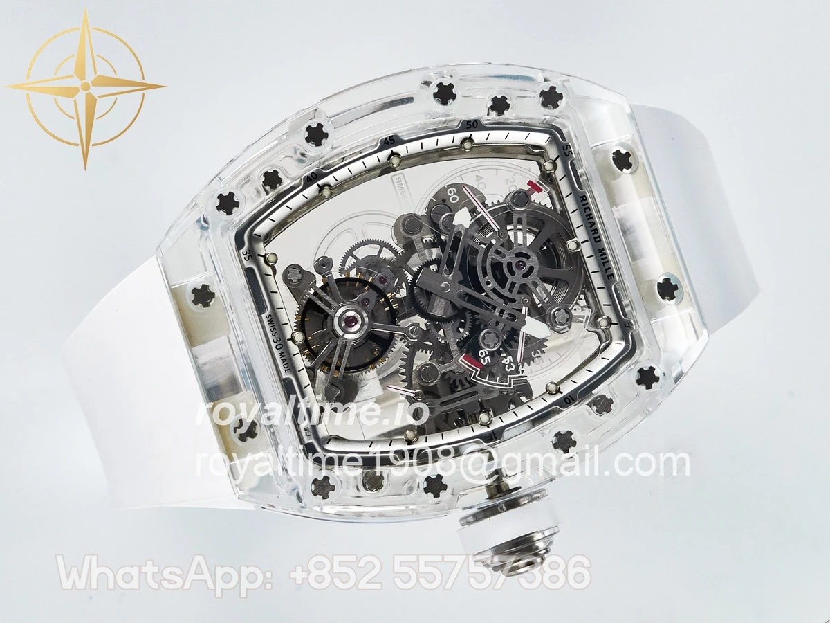 Richard Mille RM56-01 Transparent Tourbillon RMF Skeleton Dial on White Rubber Strap - Image 7