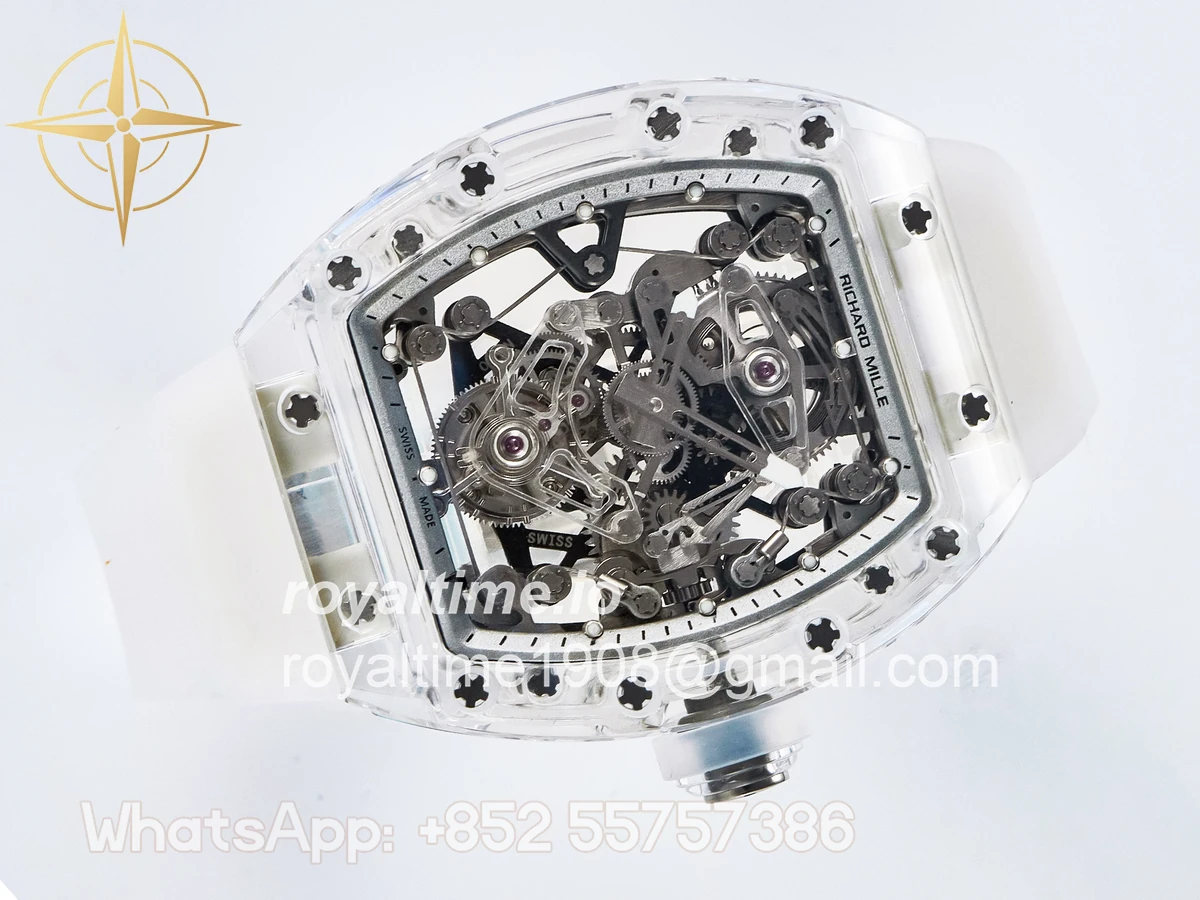 Richard Mille RM56-02 Transparent Tourbillon RMF Skeleton White Dial on Transparent Rubber Strap - Image 7