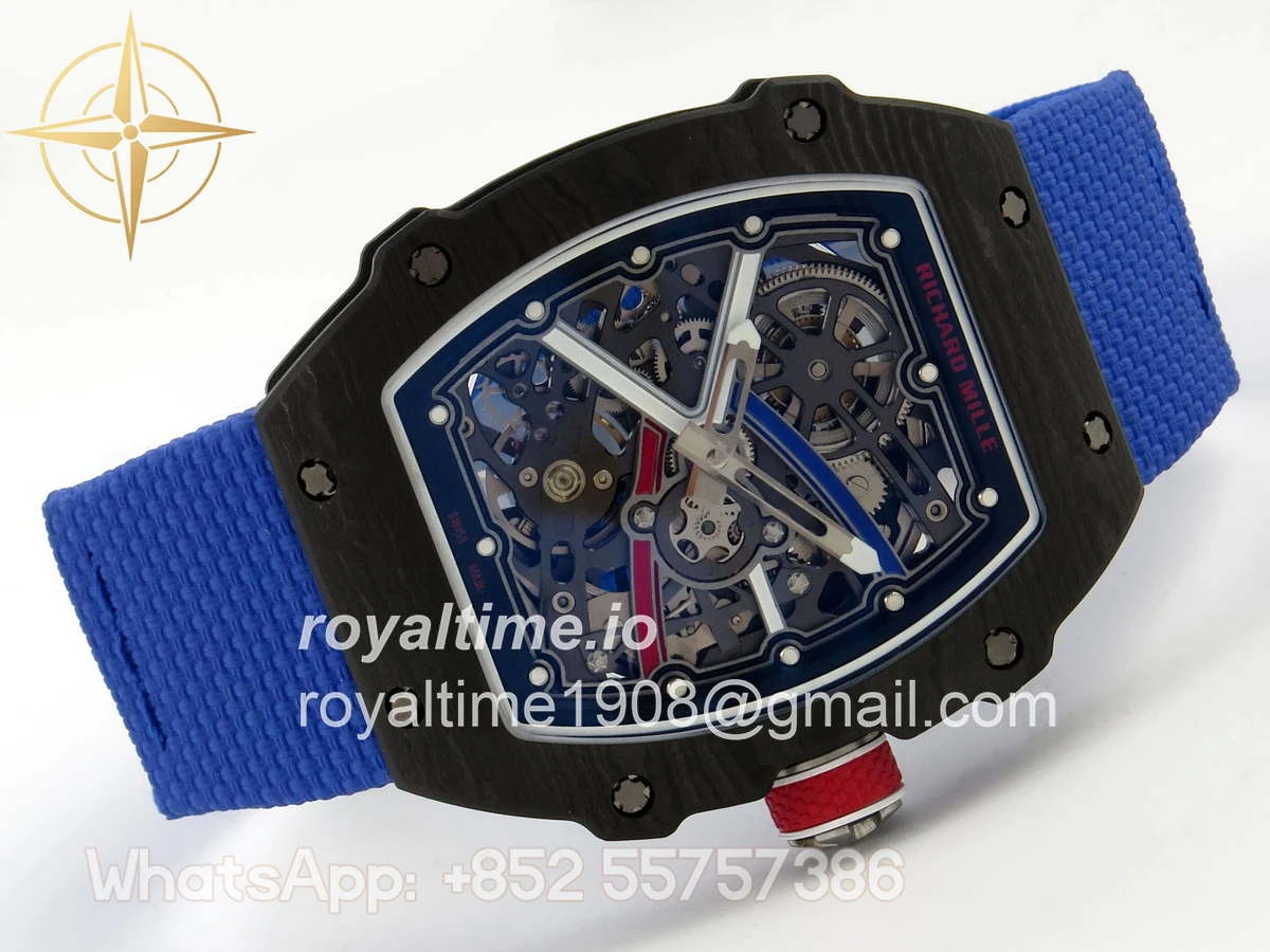 Richard Mille Umi Maker's RM67-02 Black NTPT France Blue/Red/White Skeleton Dial on Nylon strap CRMA7 V2 - Image 7