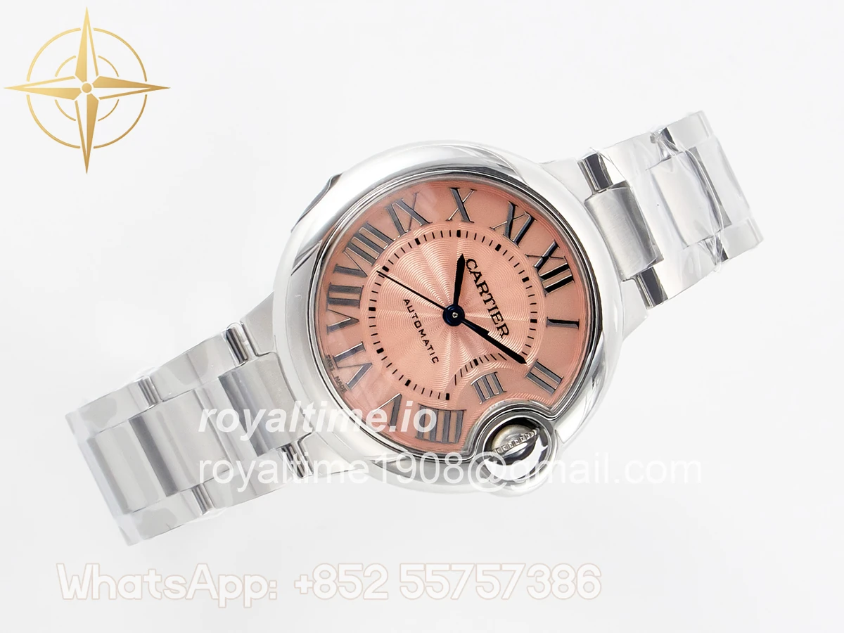 Cartier Ballon Bleu 33mm SS AF Pink Dial on SS Bracelet SEIKO NH05A - Image 7