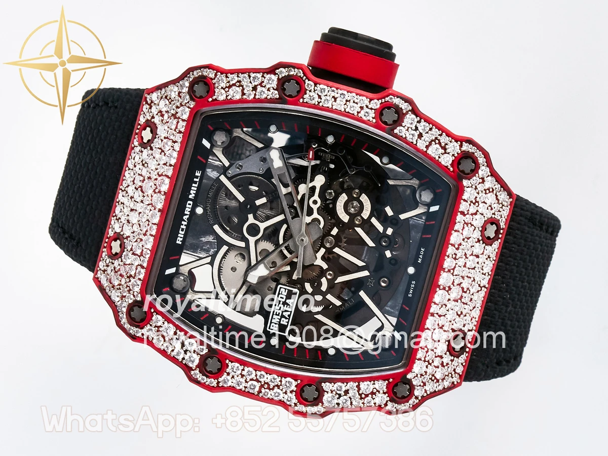 Richard Mille Custom RM035-02 Red NTPT PPMF Red Crown on Nylon Strap Custom Vaucher Movement - Image 7