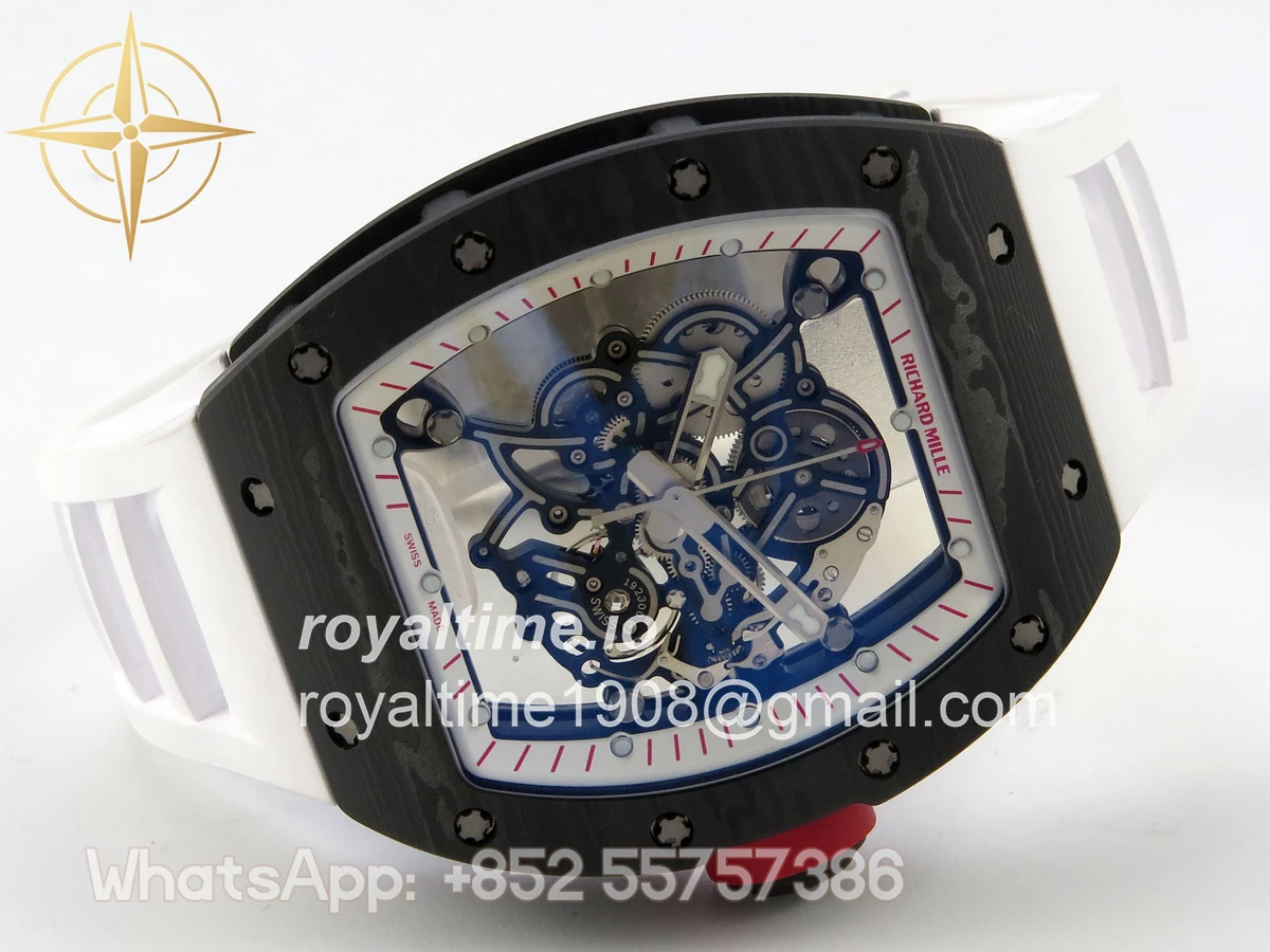 Richard Mille Custom RM055 Black Ceramic ZGF White Inner Bezel on White Rubber Strap Vaucher Manufacture Fleurier Movement (Free Sprung) - Image 7