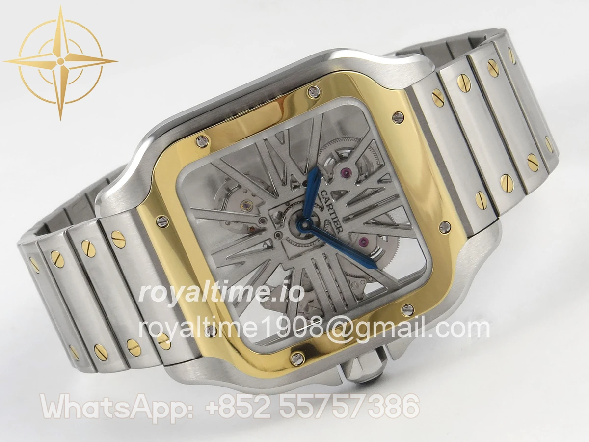 Cartier Santos de Cartier Skeleton SS MLF Skeleton Green Dial on SS SmartLink Bracelet 9611MC - Image 7