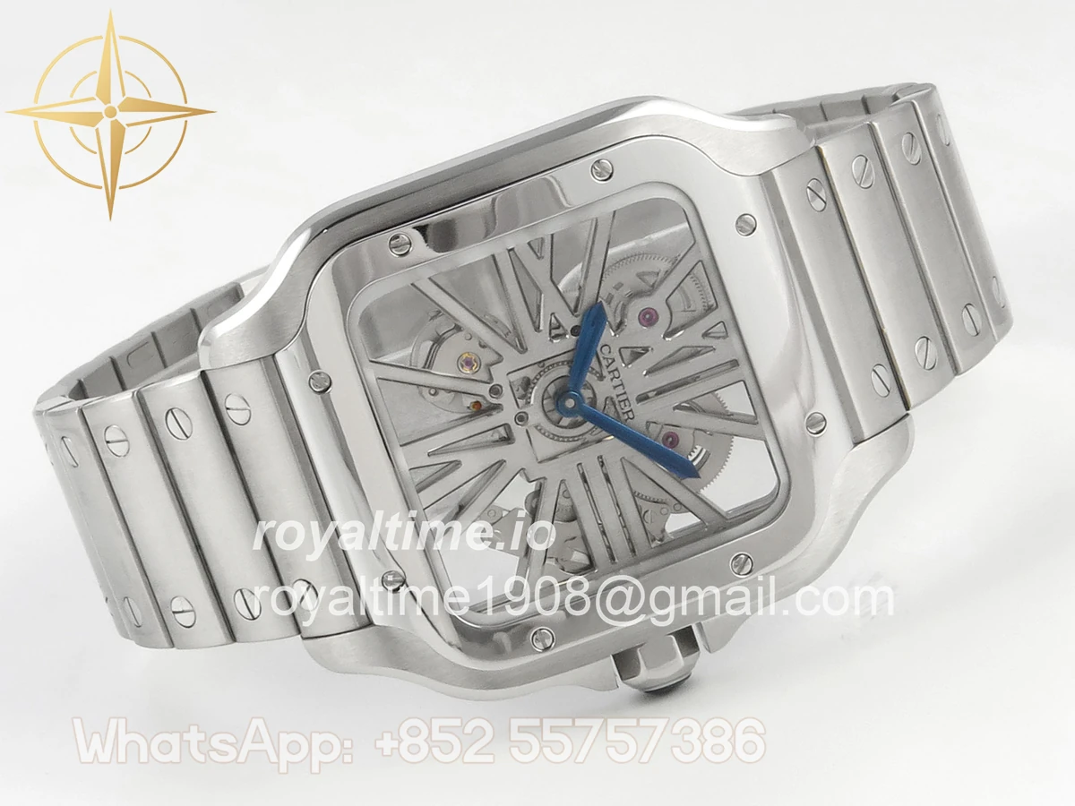 Cartier Santos de Cartier Skeleton SS/YG MLF Skeleton Dial on SS/YG SmartLink Bracelet 9611MC - Image 7