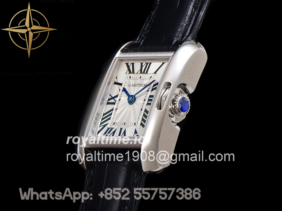 Cartier Tank Anglaise 30.2mm White Dial in Steel on Leather Strap - Image 7