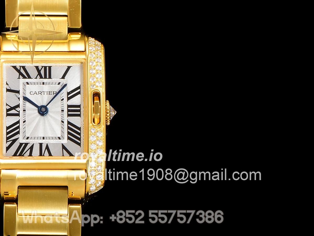 Cartier Tank Anglaise 30.2mm White Dial with Diamond Bezel in Yellow Gold - Image 7