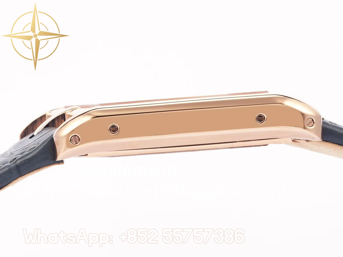 Cartier Tank Asymetrique Watch on Rose Gold in Grey Leather Strap - Image 7