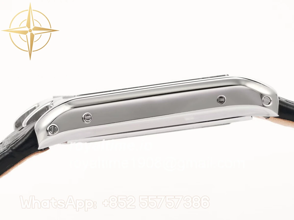 Cartier Tank Asymetrique Watch on Steel in Black Leather Strap - Image 7