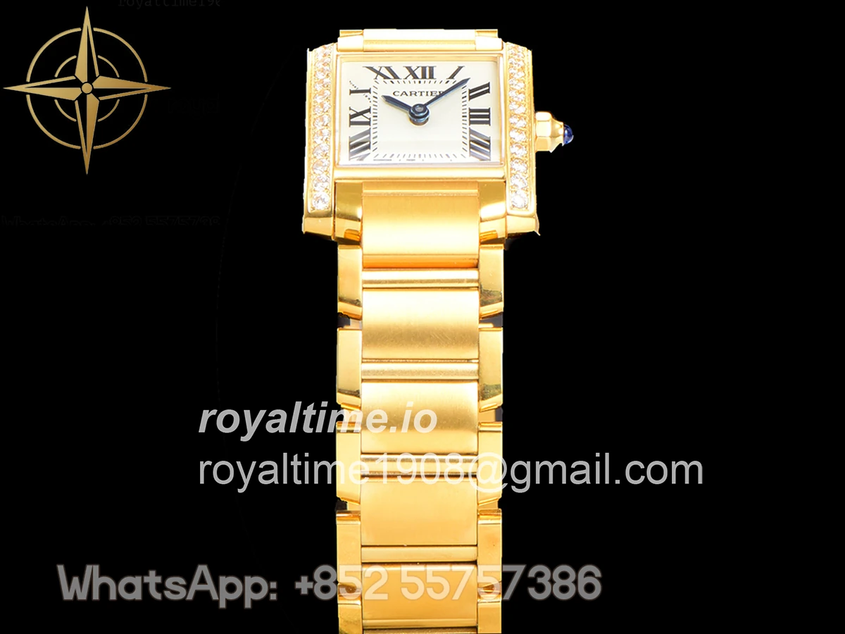 Cartier Tank Francaise Watch Small Yellow Gold with Diamond Bezel - Image 7
