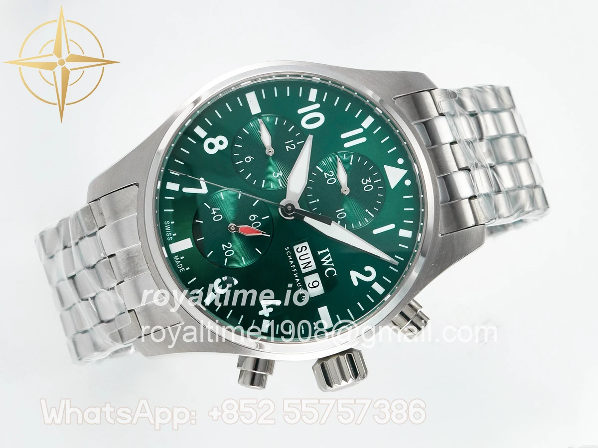 IWC Pilot’s Watch IW388104 BLSF Performance Chronograph 41mm SS Green Dial On Stainless steel bracelet A7750 to 69385 - Image 7