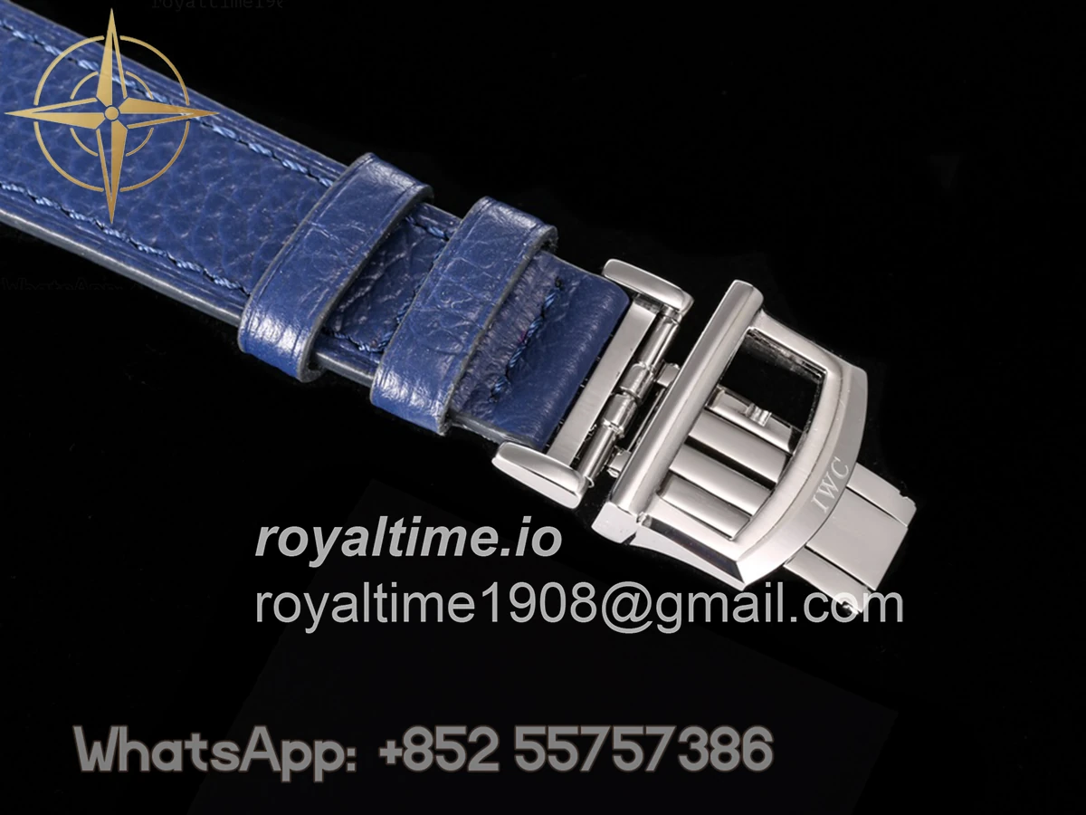 IWC Portofino IW659601 Automatic Moon Phase 37 White Dial on Blue Leather Strap - Image 7