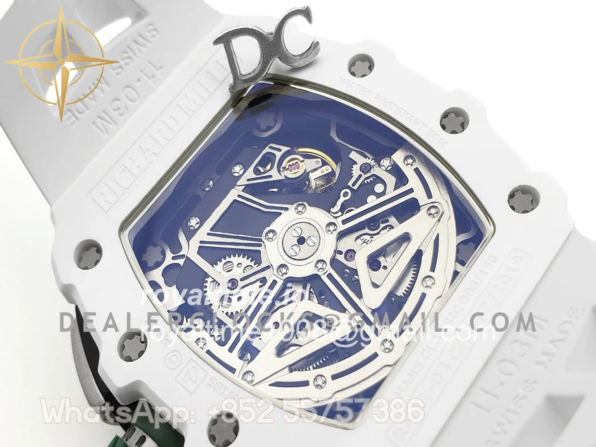 Richard Mille RM 011-02 Le Mans Classic Chronograph in Green on White Rubber Strap - Image 7