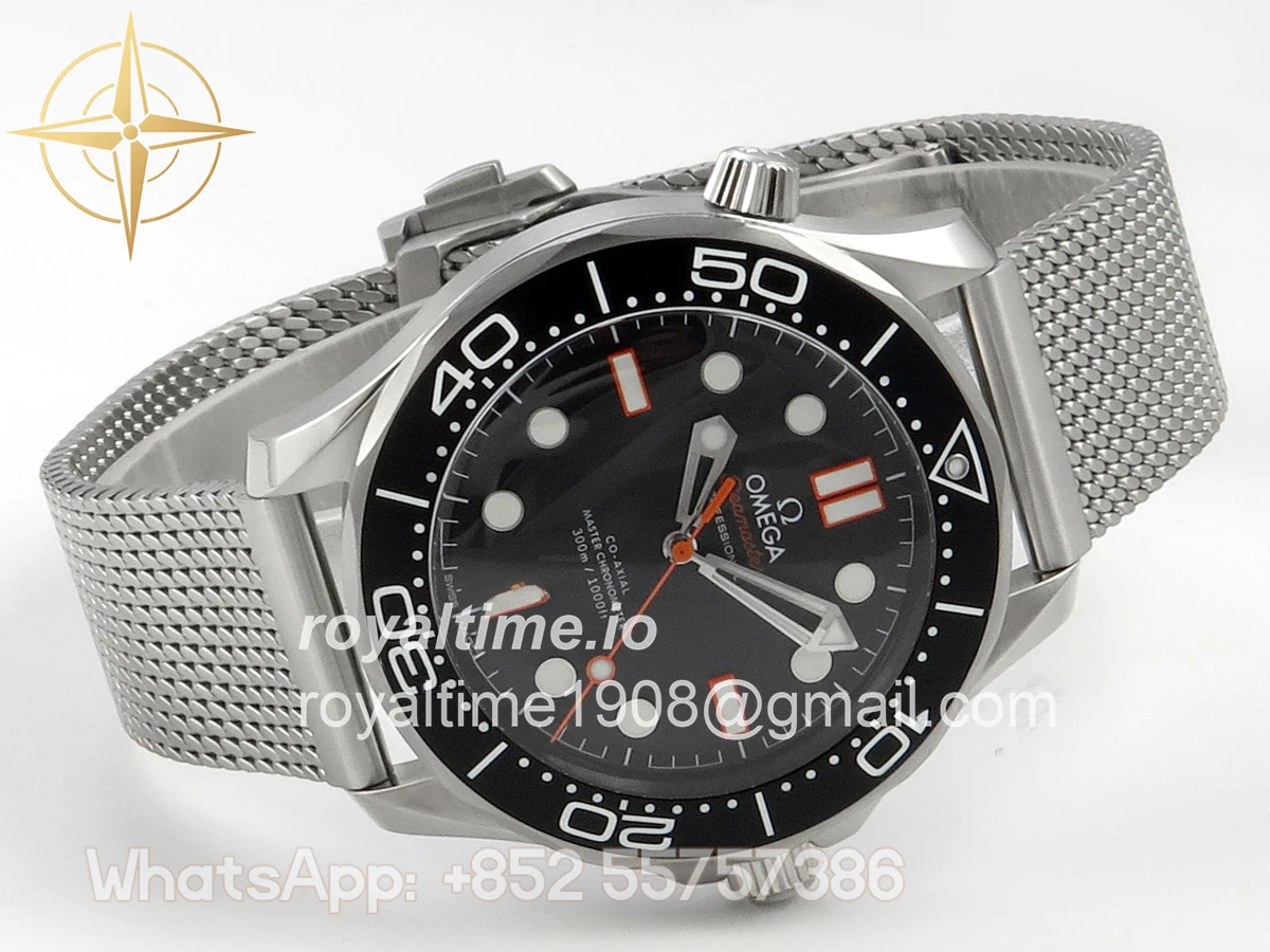 Omega Seamaster 300M Diver SS VSF Black/Orange Dial on SS Mesh Bracelet VS8806 - Image 7