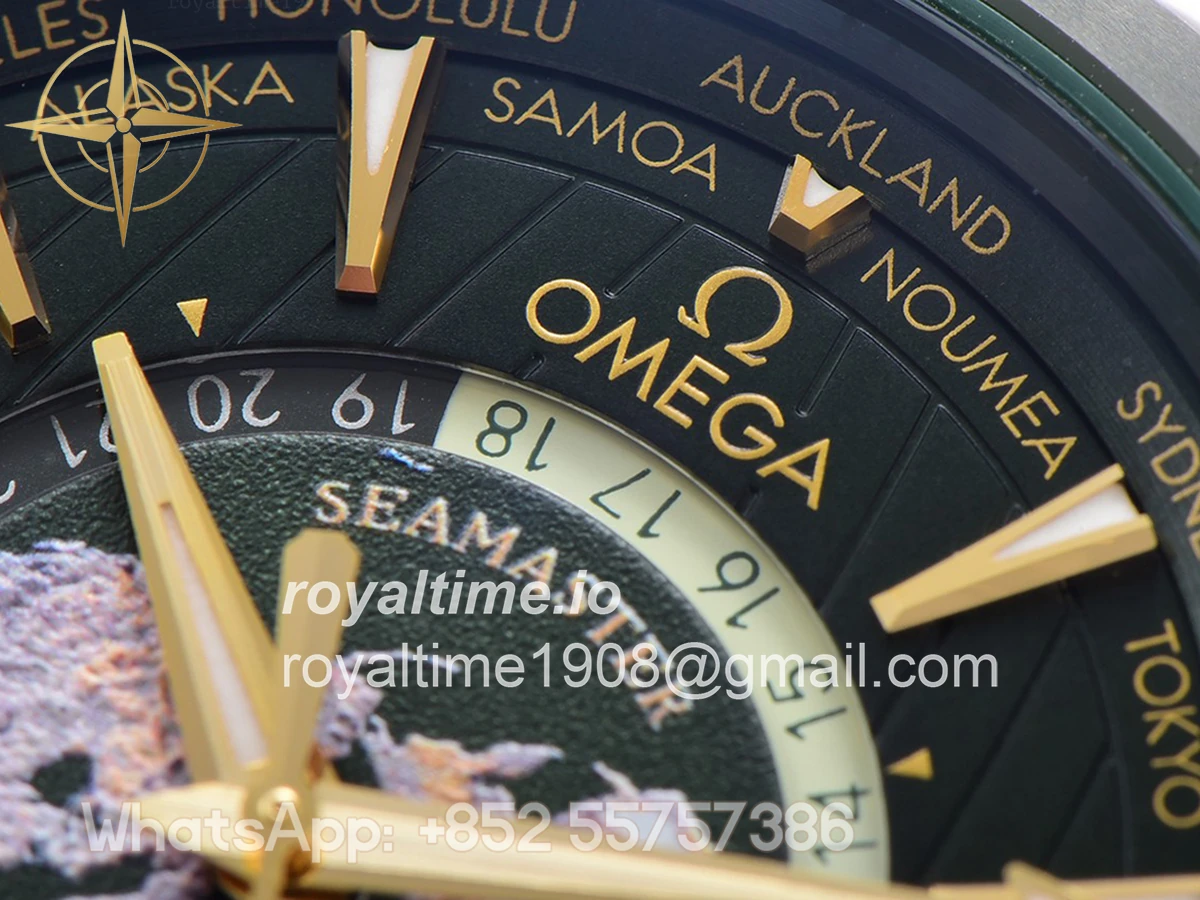 Omega Seamaster Aqua Terra Worldtimer Master Chrononometer Green Dial on Bracelet - Image 7