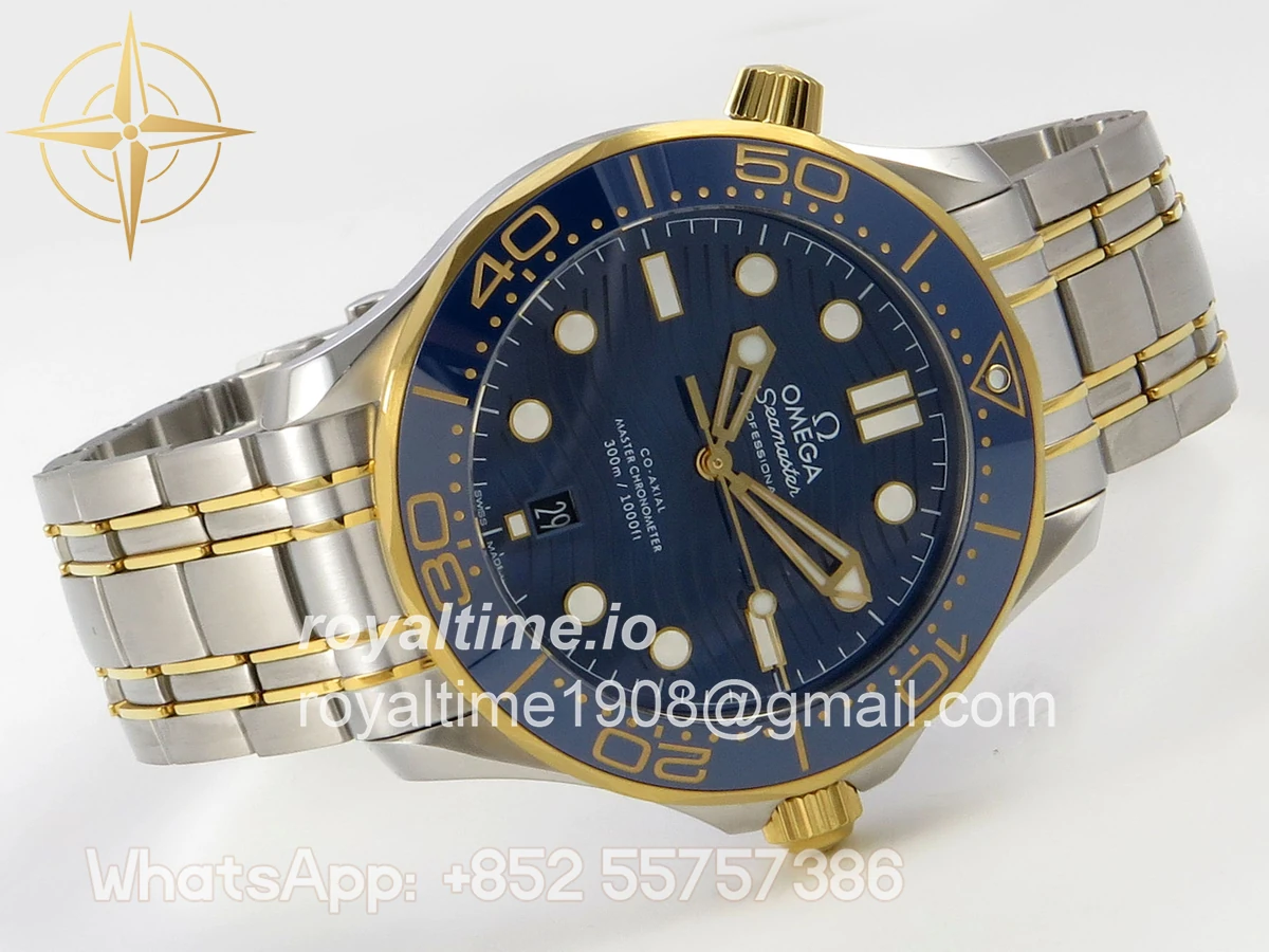 Omega Seamaster Diver 300M SS/YG ORF Blue Ceramic Blue Dial on SS/YG Bracelet OR8800 - Image 7