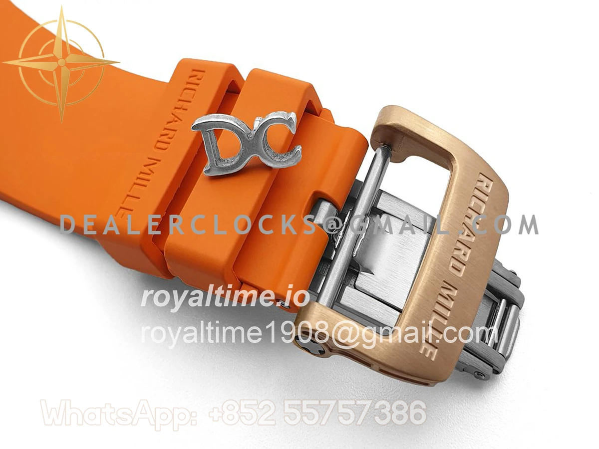 Richard Mille RM 011 Automatic Flyback Chronograph in Rose Gold / Titanium on Orange Rubber - Image 7
