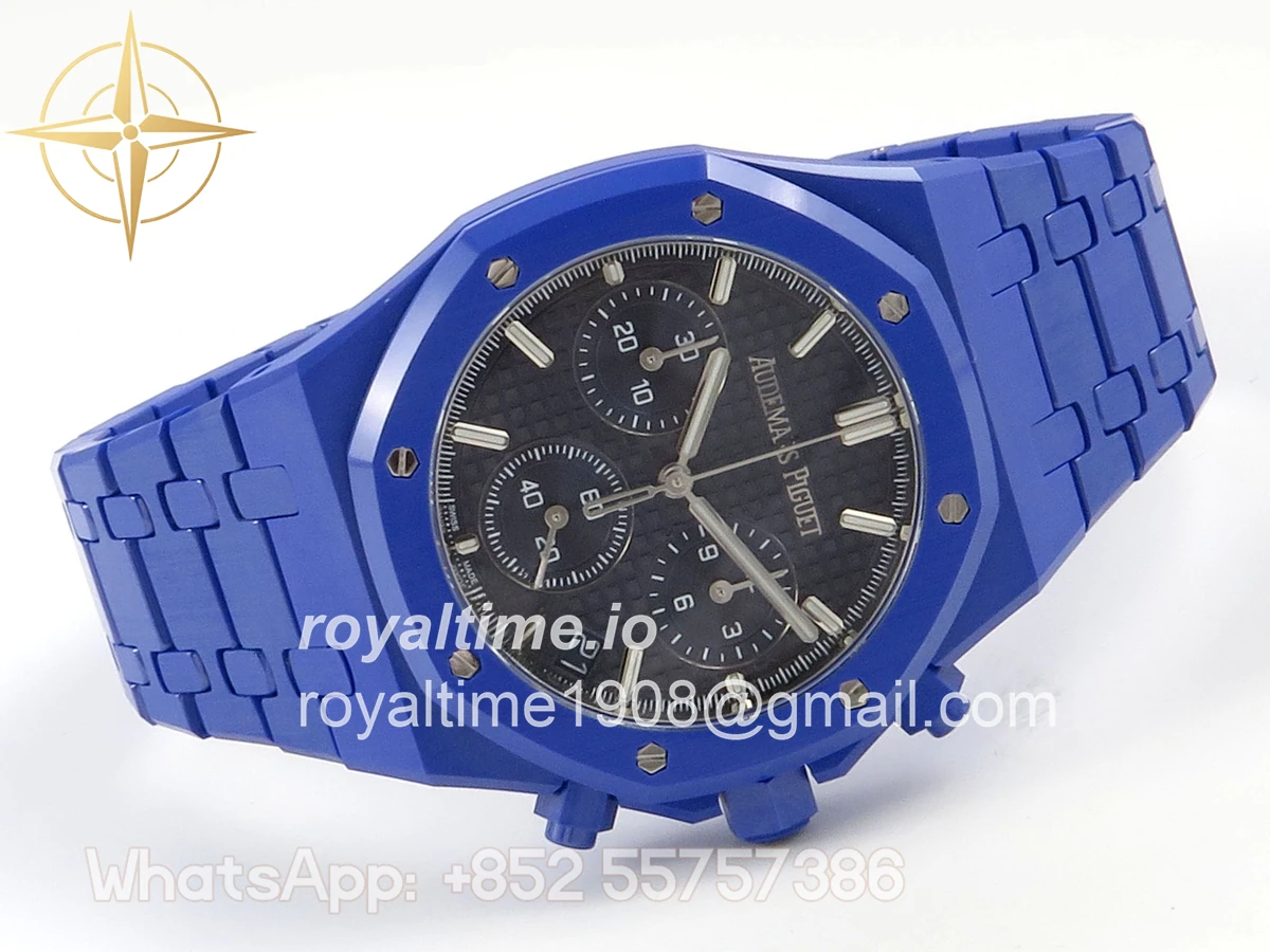 Audemars Piguet Royal Oak Chrono 26240 Blue Ceramic APSF Blue Dial On Blue Ceramic Bracelet SA4401 - Image 7