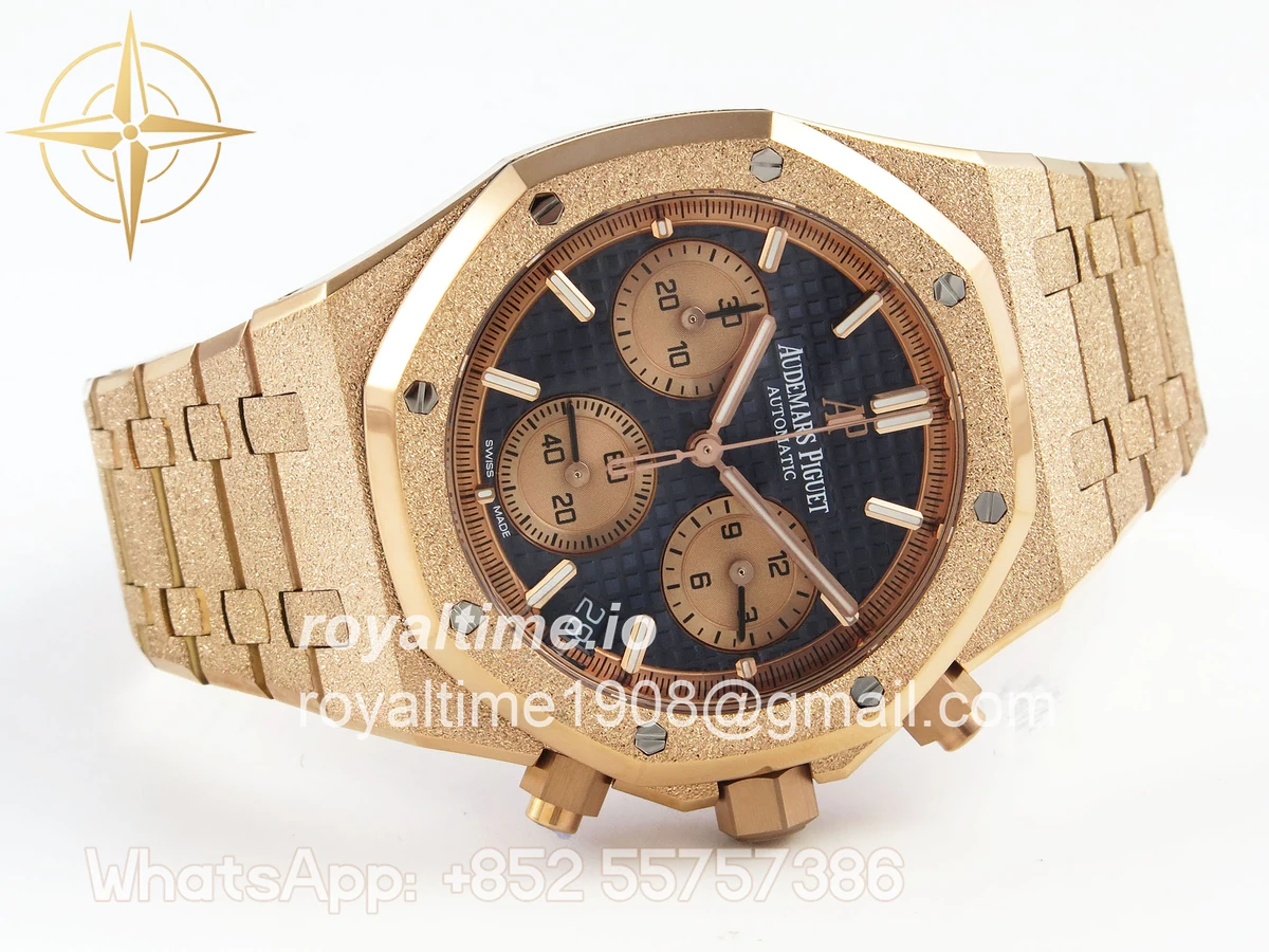 Audemars Piguet Royal Oak Chrono 26240 Frosted RG APSF Blue Dial on RG Bracelet SA4401 - Image 7