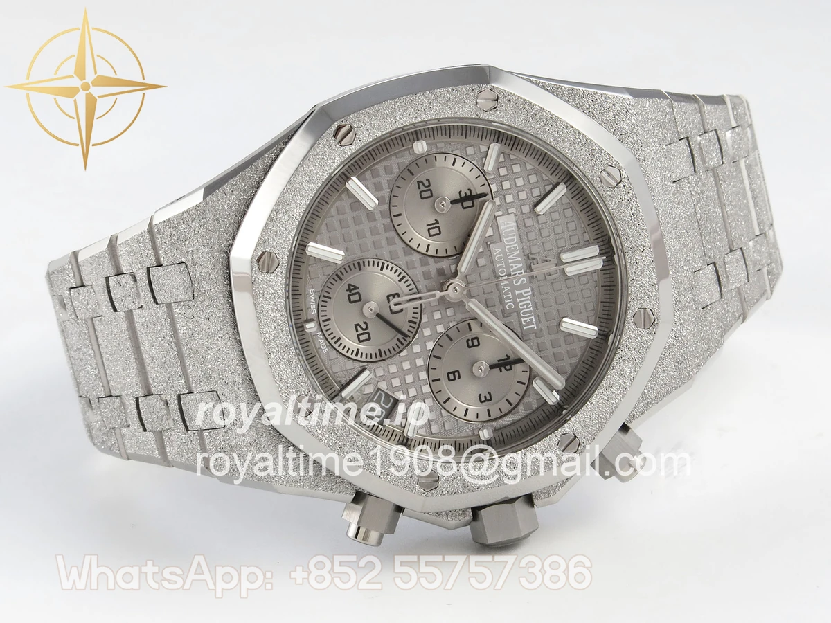 Audemars Piguet Royal Oak Chrono 26240 Frosted SS APSF Gray/Black Dial on Bracelet SA4401 V2 (Free Sprung) - Image 7