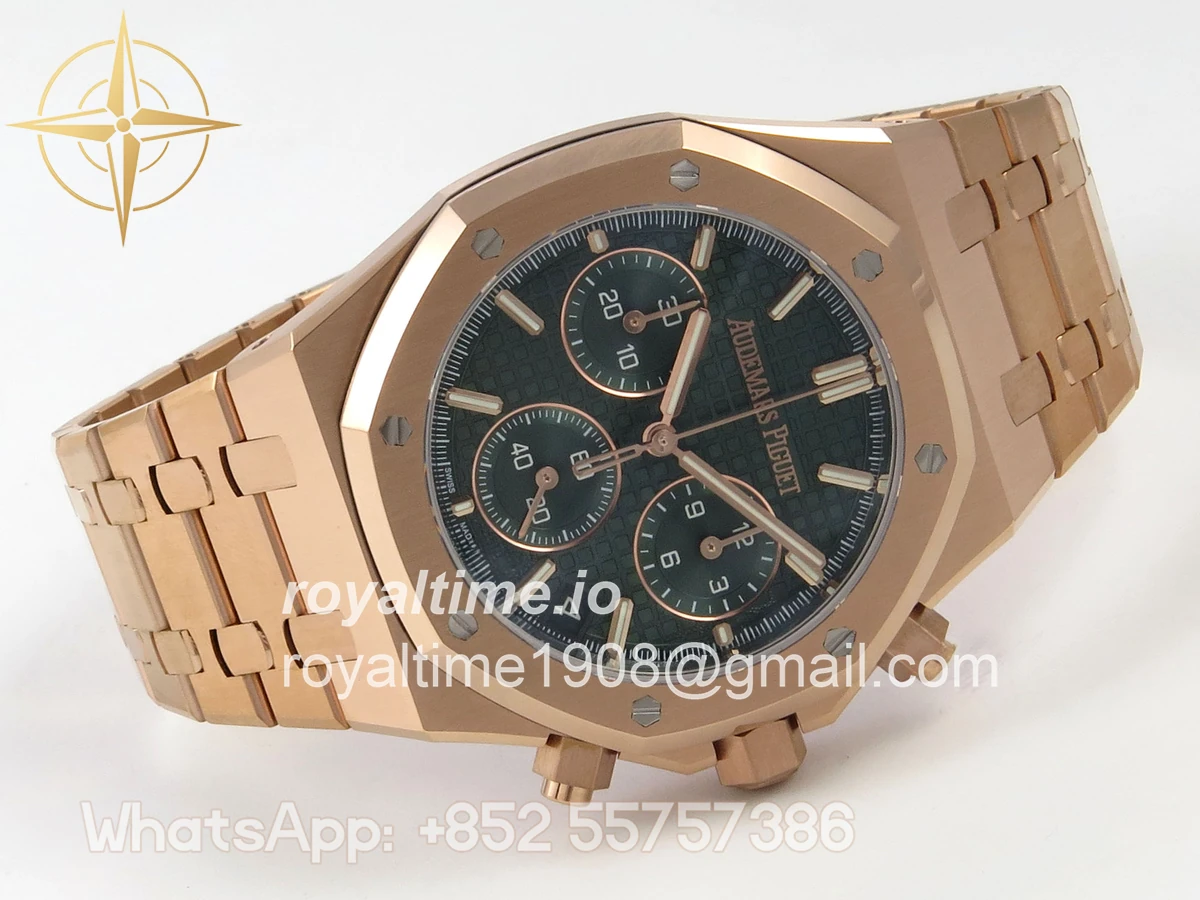 Audemars Piguet Royal Oak Chrono 26240 RG DDF Green Dial on RG Bracelet DD4401 Gain Weight (SW Dial) - Image 7