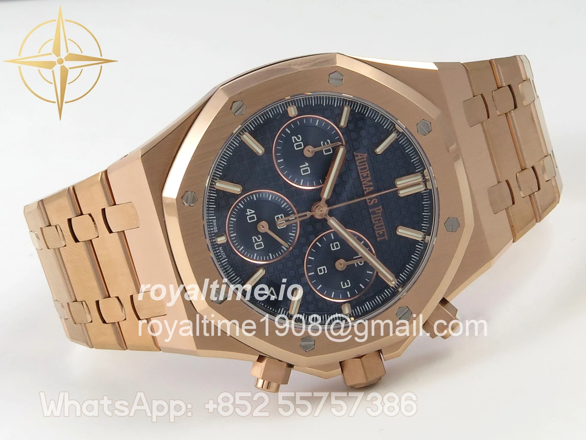Audemars Piguet Royal Oak Chrono 26240 RG DDF Blue Dial on RG Bracelet DD4401 Gain Weight (SW Dial) - Image 7