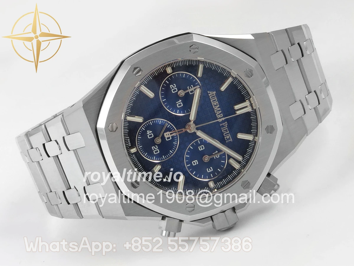 Audemars Piguet Royal Oak Chrono 26240 RG DDF Blue Dial on SS Bracelet DD4401 Gain Weight (SW Dial) - Image 7