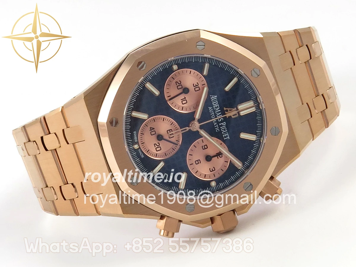 Audemars Piguet Royal Oak Chrono 26240 RG DDF Blue/RG Dial on RG Bracelet DD4401 (SW Dial) - Image 7