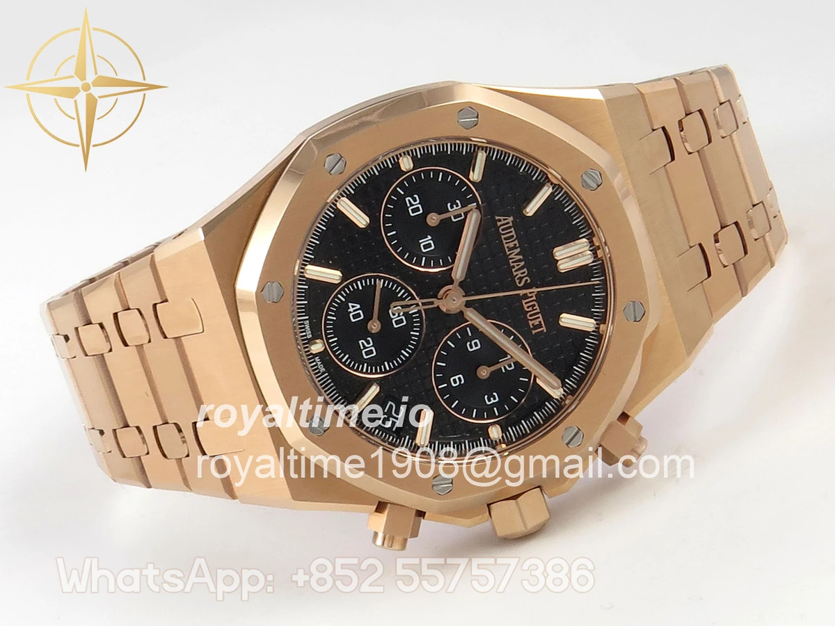 Audemars Piguet Royal Oak Chrono 26240 RG DDSF Black Dial on RG Bracelet DD4401 - Image 7