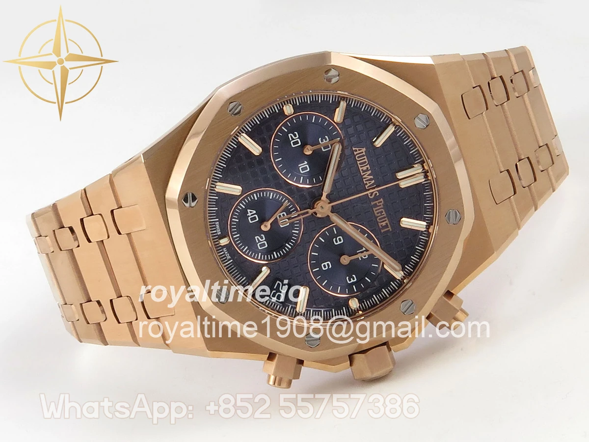 Audemars Piguet Royal Oak Chrono 26240 RG DDSF Blue Dial on RG Bracelet DD4401 - Image 7