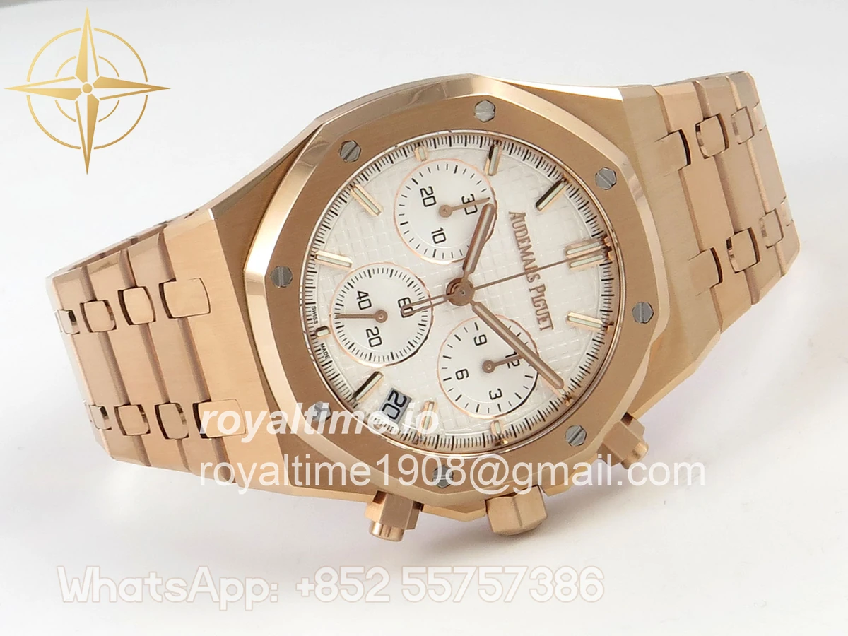 Audemars Piguet Royal Oak Chrono 26240 RG DDSF White Dial on RG Bracelet DD4401 - Image 7