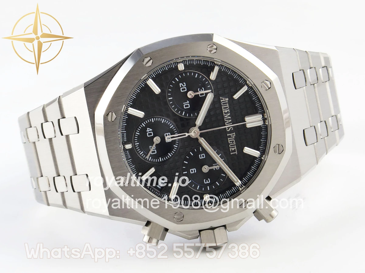 Audemars Piguet Royal Oak Chrono 26240 SS APSF Black Dial on SS Bracelet SA4401 V2 (Free Sprung) - Image 7