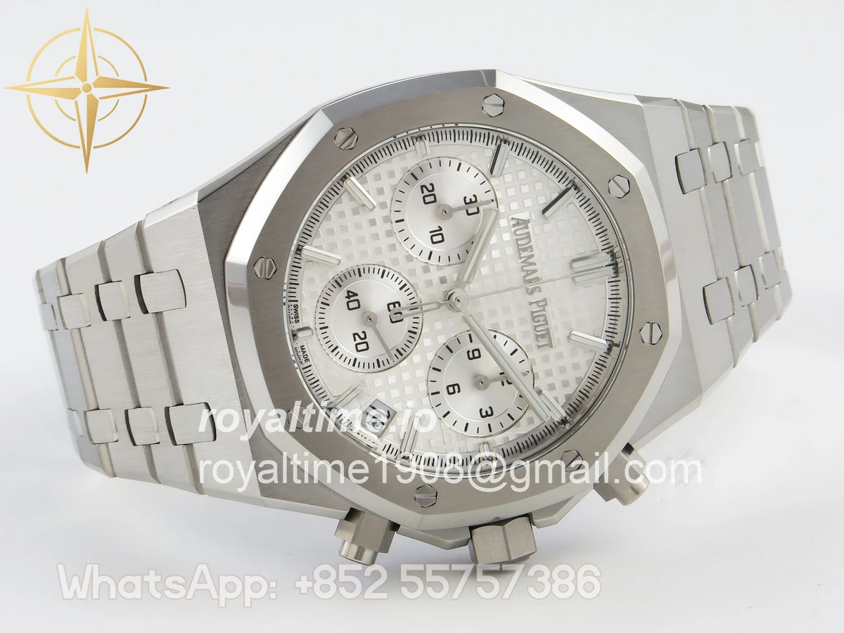 Audemars Piguet Royal Oak Chrono 26240 SS APSF Silver Dial on SS Bracelet SA4401 V2 (Free Sprung) - Image 7
