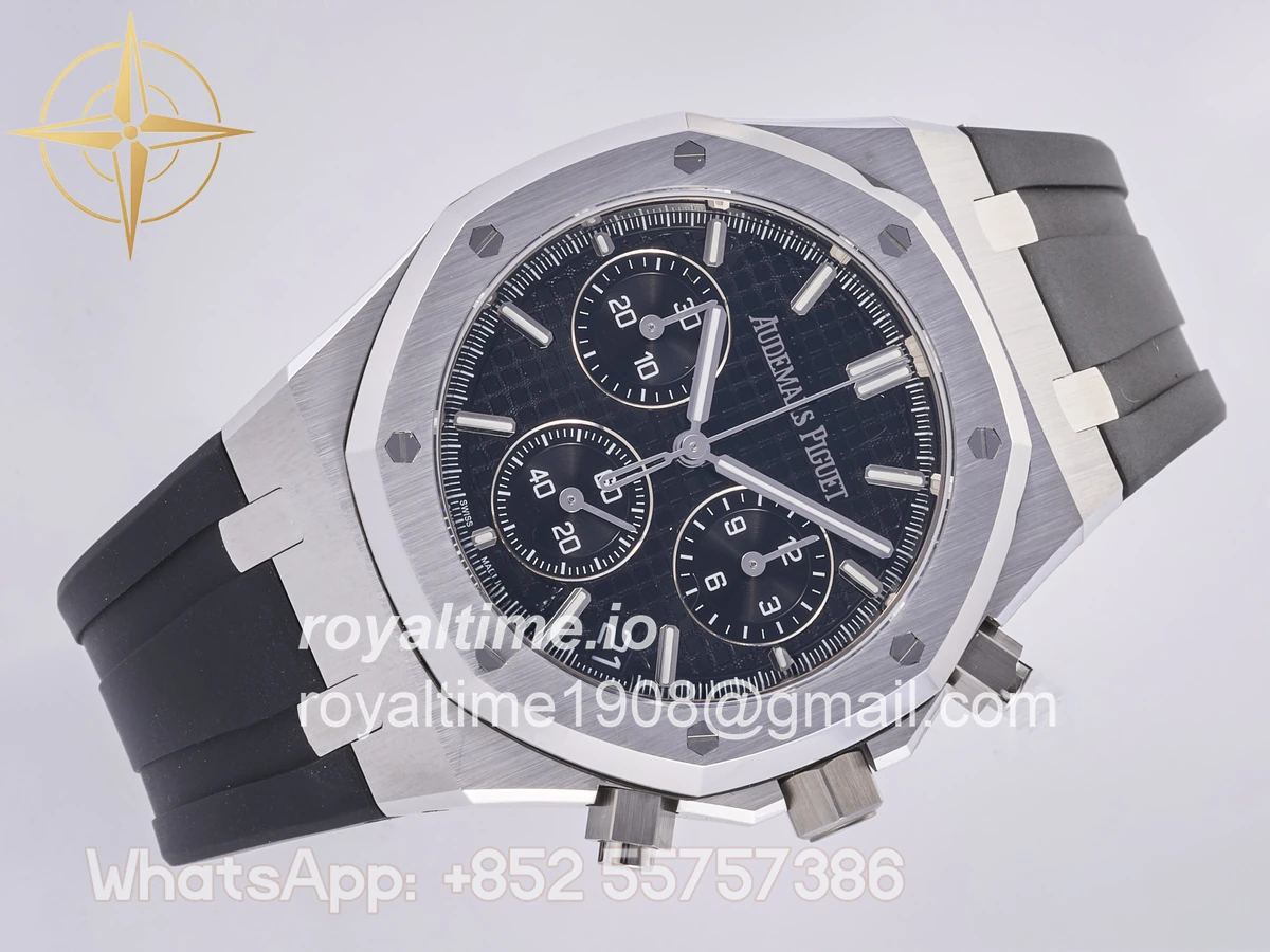 Audemars Piguet Royal Oak Chrono 26240 SS DDF Black Dial on Black Rubber Strap DD4401 (50th Anniversary) - Image 7