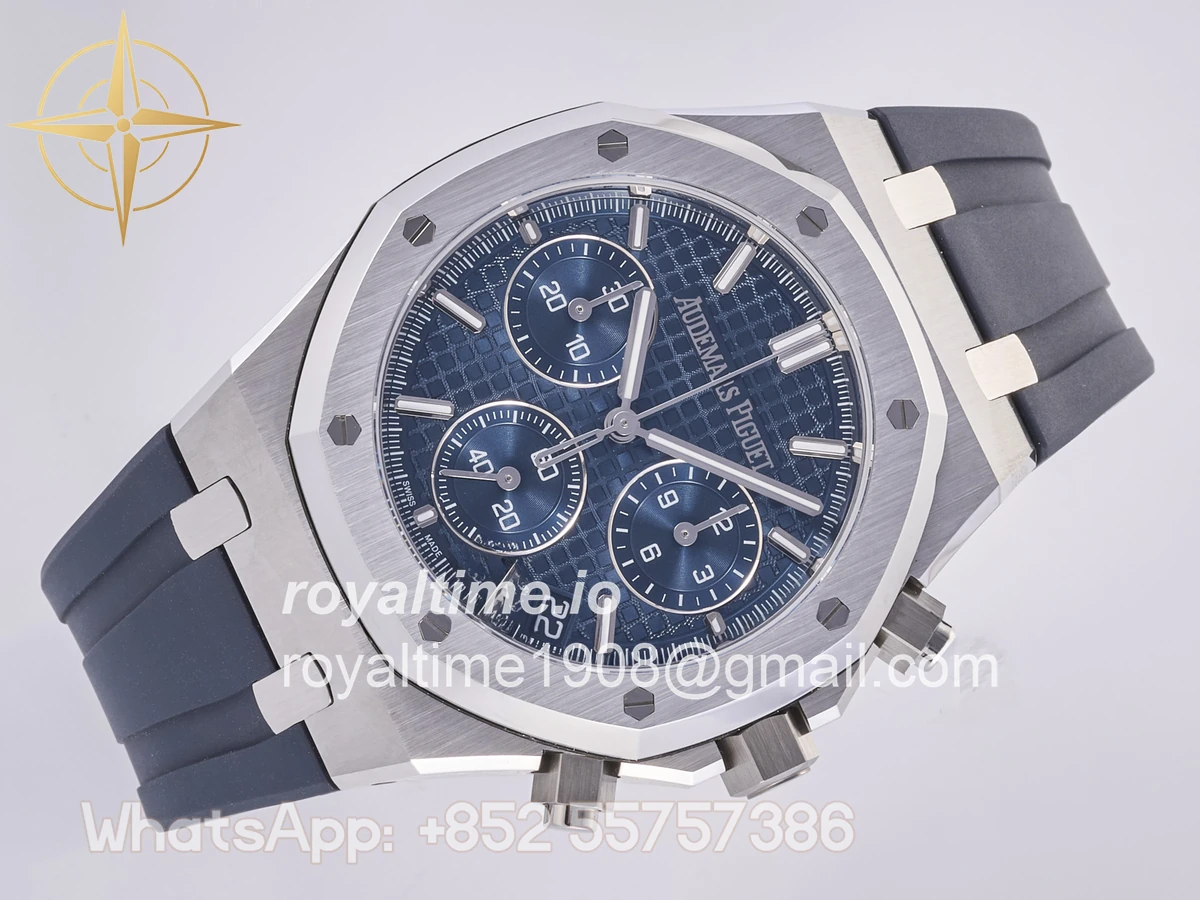 Audemars Piguet Royal Oak Chrono 26240 SS DDF Blue Dial on Blue Rubber Strap DD4401 (50th Anniversary) - Image 7