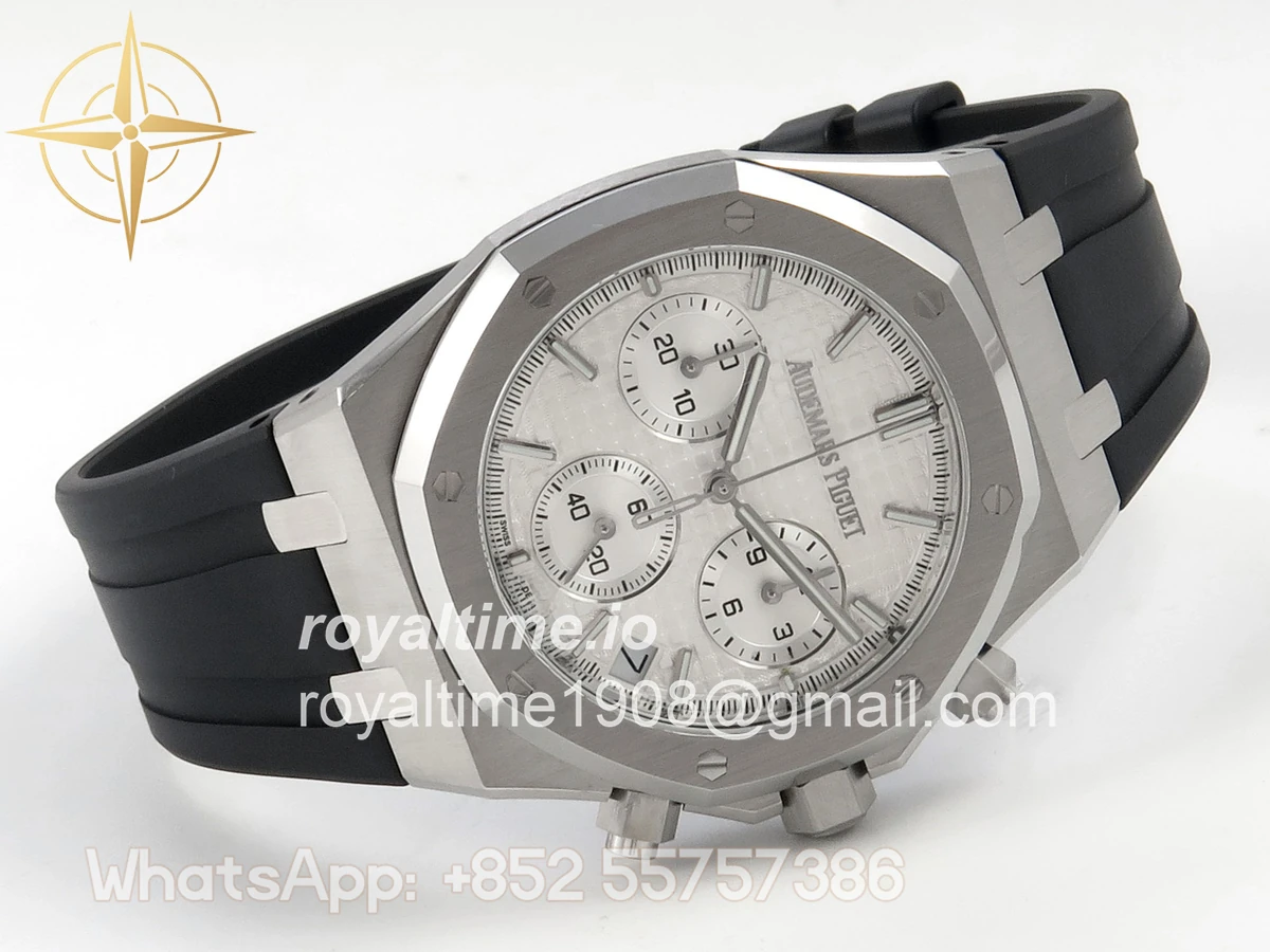 Audemars Piguet Royal Oak Chrono 26240 SS DDF White Dial on Black Rubber Strap DD4401 (SW Dial) - Image 7