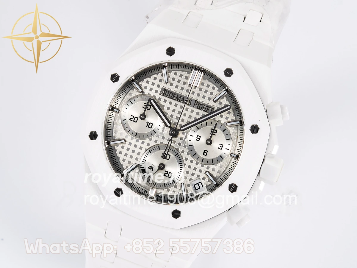 Audemars Piguet Royal Oak Chrono 26240 White Ceramic APSF Black Dial On White Ceramic Bracelet SA4401 - Image 7