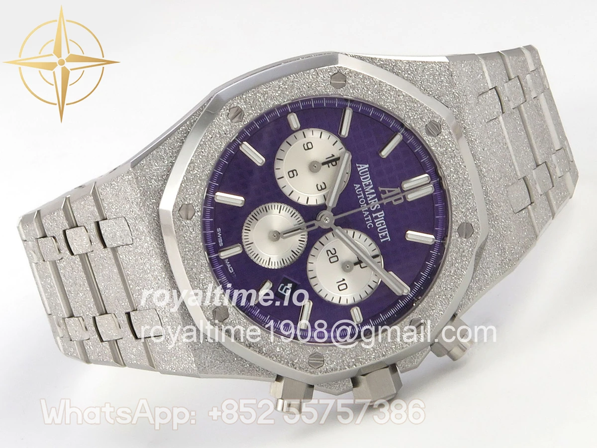 Audemars Piguet Royal Oak Chrono 26331 Frosted SS APSF Purple/White Dial on Bracelet A2385 - Image 7