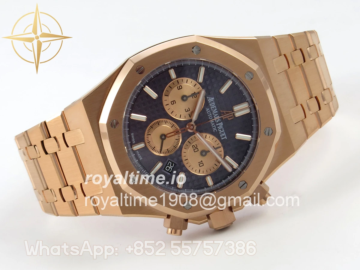 Audemars Piguet Royal Oak Chrono 26331 RG APWF Blue/RG Dial on RG Bracelet A2385 - Image 7