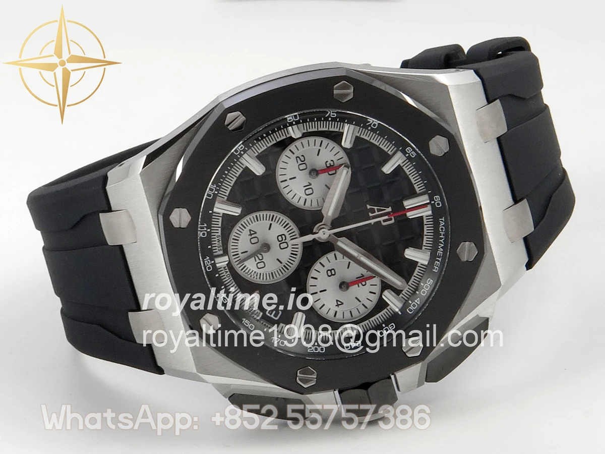 Audemars Piguet Royal Oak Offshore 43mm 26420 Ceramic Bezel SS DDF Black Dial On Black Rubber Strap DD4401 - Image 7