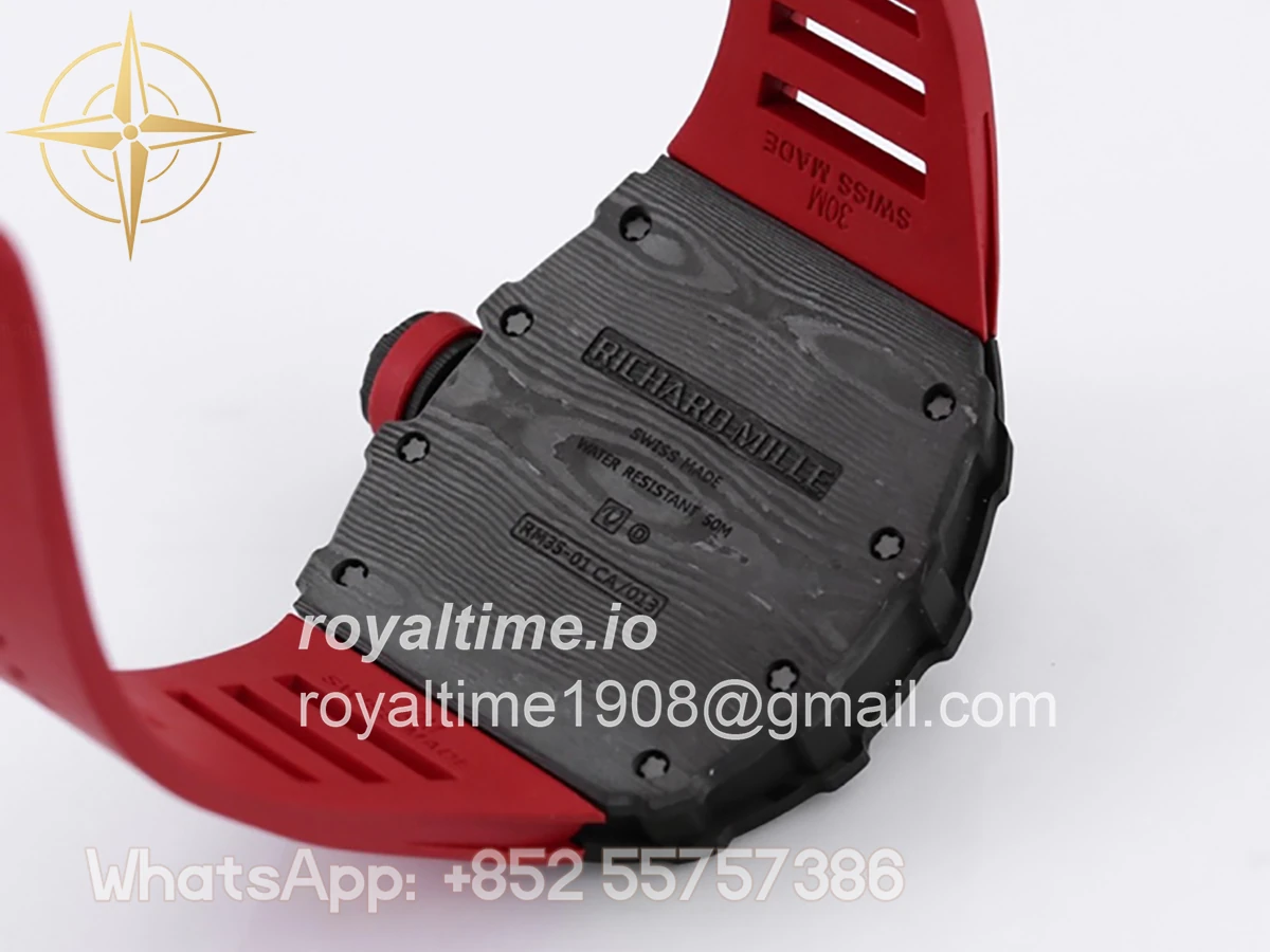 Richard Mille RM 035-01 Rafael Nadal NTPT Carbon on Red Rubber Strap - Image 8
