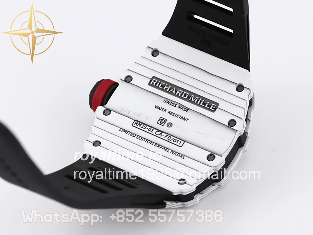 Richard Mille RM 035-01 Rafael Nadal White NTPT on Black Rubber Strap - Image 8