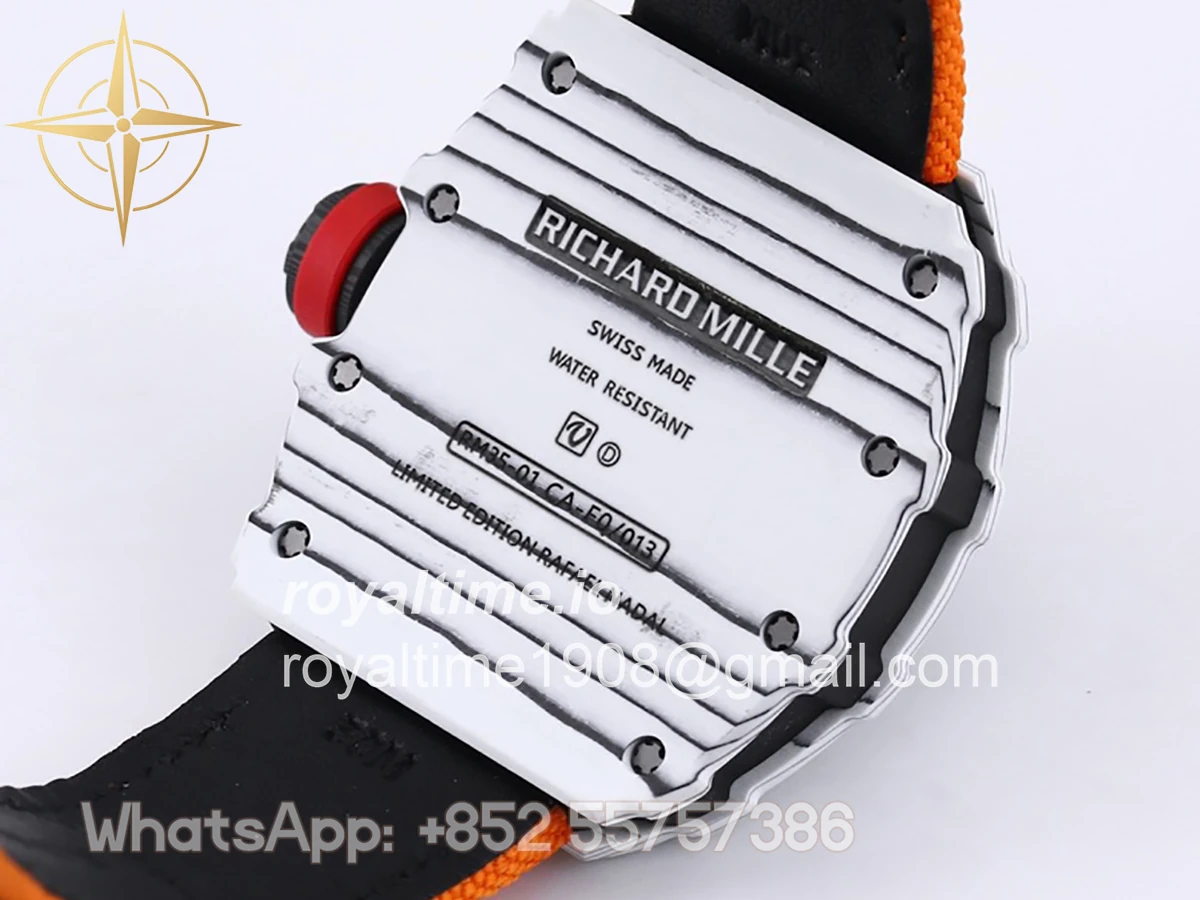 Richard Mille RM 035-01 Rafael Nadal White NTPT on Orange Nylon Strap - Image 8