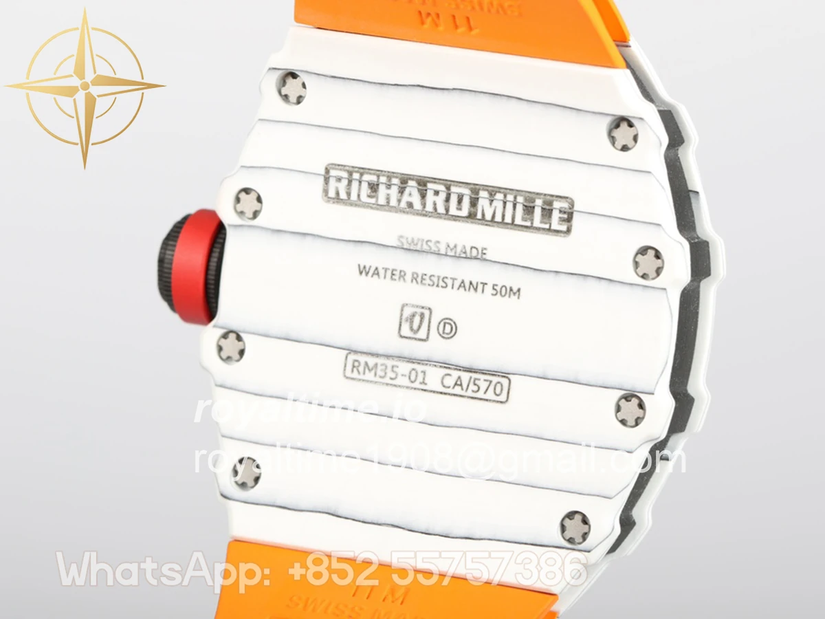 Richard Mille RM 035-01 Rafael Nadal White NTPT on Orange Rubber Strap - Image 8