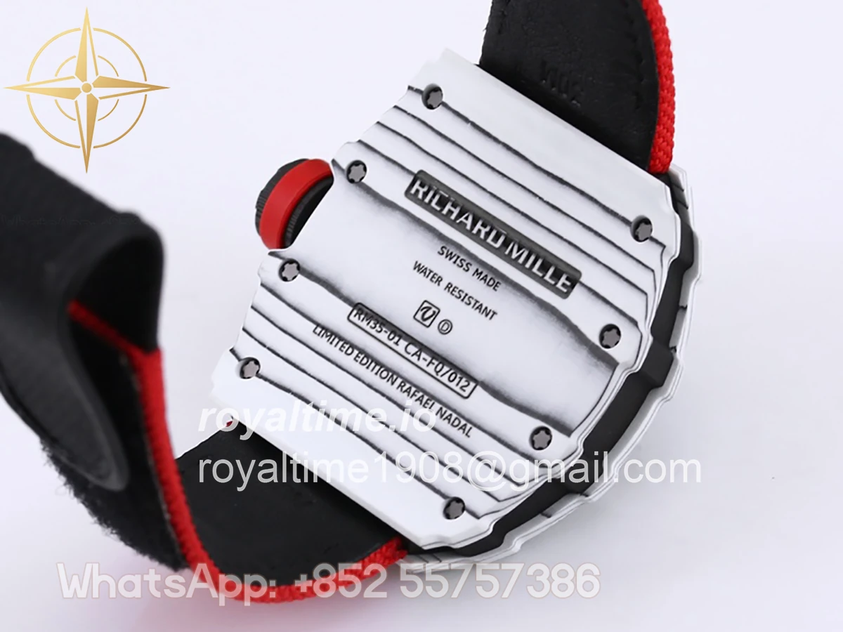 Richard Mille RM 035-01 Rafael Nadal White NTPT on Red Nylon Strap - Image 8